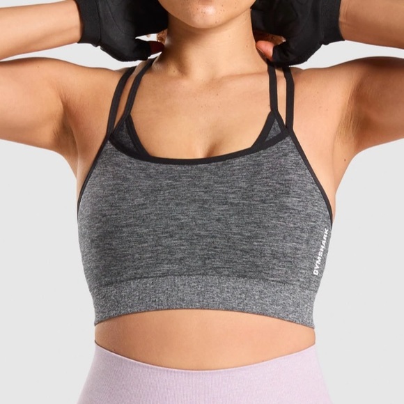 Gymshark Adapt Marl Seamless Sports Bra Black - Picture 5 of 6